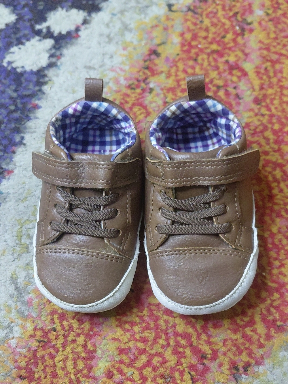 Carter's Brown Toddler Sneakers with Plaid Lining
